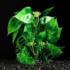 Искусственное растение для аквариума и террариума Пижон Аква зелёное 10 см 3 шт