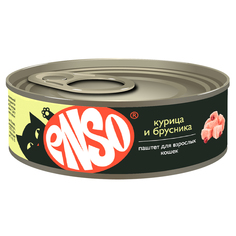 Корм консервированный ENSO для кошек, паштет с курицей и брусникой 24 шт по 100 гр ЭНСО
