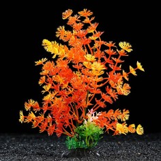 Искусственное растение для аквариума и террариума Пижон Аква оранжевое 6х24 см 4 шт