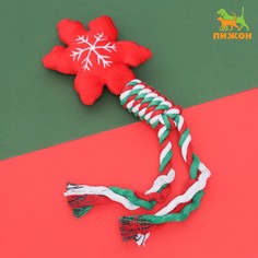 Игрушка для собак Пижон Снежинка с канатом пищащая мягкая 32 см