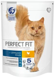 Сухой корм для кошек Perfect Fit с курицей, 2 шт по 0,65 кг