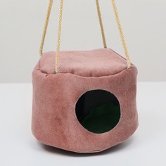 Домик для грызуна Пижон подвесной круглый мебельная ткань флис розовый 15х10 см