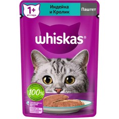 Влажный корм для кошек Whiskas индейка/кролик па штет 12 шт по 75 г No Brand