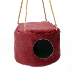 Домик для грызунов Пижон подвесной круглый 20х15 см, бордовый