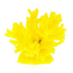 Декорация для аквариума Vitality Коралл пластиковый мягкий желтый 8x8x6,5 см