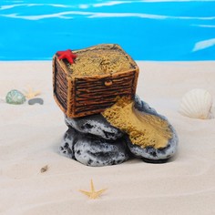 Декор для аквариума Сундук с золотом керамический, 22 x 15,5 x 15 см No Brand