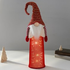 Кукла интерьерная свет "Дед Мороз красный в белом жилете" 18х12х65 см No Brand