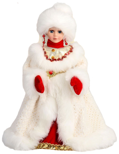 Новогодняя фигурка Зимнее волшебство Снегурочка шик в бело-красной шубке Р00012810 1 шт.