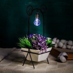 Цветочный горшок Take It Easy на подставке с освещением Р00019392 0,25 л белый 1 шт.