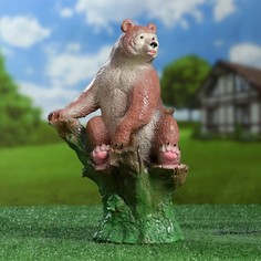 Хорошие сувениры Садовая фигура "Мишка на пне натуральный" коричневый, 32х19х20см МИКС