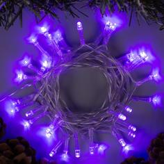 Гирлянда «Нить» 2 м, IP20, прозрачная нить, 20 LED, свечение фиолетовое, 2 режима, AAх3 Luazon Lighting