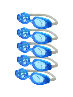 Очки для плавания детские с затычкой для ушей и зажимом для носа голубые 5 шт. No Brand