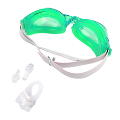 Очки для плавания детские зеленые с затычкой для ушей и зажимом для носа No Brand