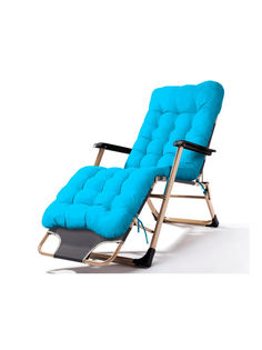 Кресло-шезлонг (раскладушка) URM складное с матрасом для дачи и сада, голубое