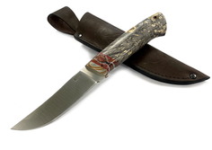 Нож Мастерская Семина Хищник Bohler S390, макумэ ганэ, зуб мамонта, кап.клена