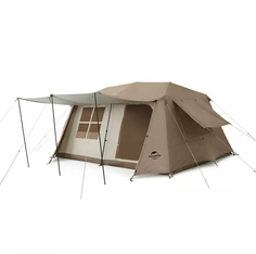 Палатка Naturehike Village автоматическая на 5-8 человек, с навесом для тамбура коричневая