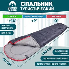 Спальный мешок Jungle Camp Easy Trek антрацит/красный, левый