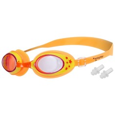 Очки для плавания ONLYTOP детские, с берушами, оранжевые с желтой оправой (2200) Onlitop