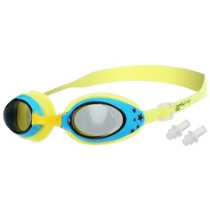 Очки для плавания ONLYTOP детские, с берушами, желтые с голубой оправой (2200) Onlitop
