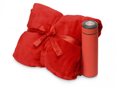 Подарочный набор с пледом, термосом Cozy hygge, красный No Brand