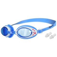 Очки для плавания ONLYTOP детские, с берушами, голубые с белой оправой (2200) Onlitop