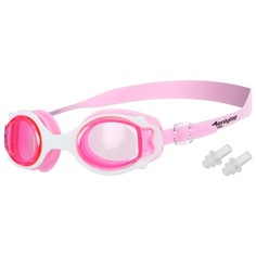 Очки для плавания ONLYTOP детские, с берушами, розовые с белой оправой (2500) Onlitop