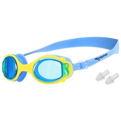 Очки для плавания ONLYTOP детские, с берушами, голубые с желтой оправой (2200) Onlitop