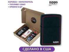 Зажигалка Zippo 218ZB в подарочной упаковке с топливом и кремнями