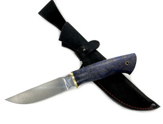 Нож Сковородихин Сибиряк, сталь 110х18, карельская береза, синяя Ножевая мастерская Сковородихина