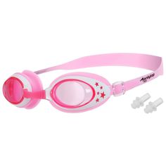 Очки для плавания, детские + беруши, цвет розовый с белой оправой Onlitop