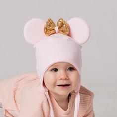 Шапка для девочки Мышка, цвет пудра/бантик, размер 42-46 Hoh Loon