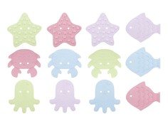 Антискользящие мини-коврики для ванны. Серия SEA ANIMALS, SOFT COLORS. 12 шт. Roxy Kids