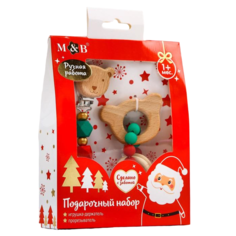 Набор Дед Мороз, 2 предмета: держатель для соски-пустышки и грызунок-прорезыватель Mum&Baby