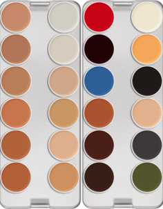 Спец. грим для изд. из латекса палитра/ RMG (Rubber Mask Grease) Palette 24 цв. (Цв: N)