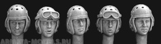 HUH08 5 heads in WW2 US tanker helmet Hornet