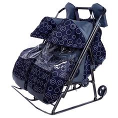 Санки-коляска Galaxy Близняшки круги на черном