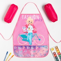 Набор детский для творчества Этель "Fashion girl" фартук 49 х 39 см и нарукавники No Brand