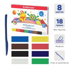 Пластилин 8 цветов 144г ErichKrause Cosmic Monsters, со стеком No Brand