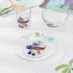 ОСЗ Набор детской посуды «Авиаторы», стеклянный, 3 предмета OCZ