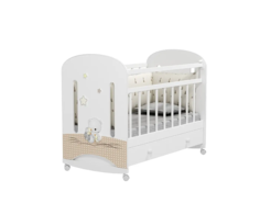 Кровать детская Amici Nuvola (колесо-качалка с ящиком)(Indigo) (белый)