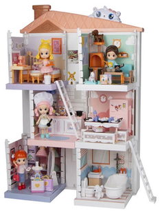 Набор Коттедж Little World 3 этажа 5 комнат в коробке КНР