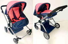 Коляска-трансформер Melobo для двух кукол сине-розовая в коробке