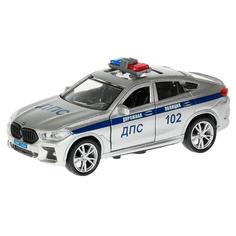 Модель машины Технопарк BMW X6 Полиция серебристая инерционная звук