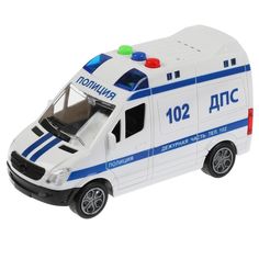 Модель машины Технопарк Mercedes-Benz Sprinter Полиция белая инерционная звук 14 см