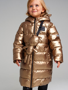 Пальто текстильное с полиуретановым покрытием для девочек PlayToday, бежевый, 98