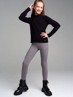 Рейтузы трикотажные для девочек PlayToday, серый меланж, 146