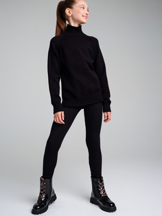 Рейтузы трикотажные для девочек PlayToday, черный, 140