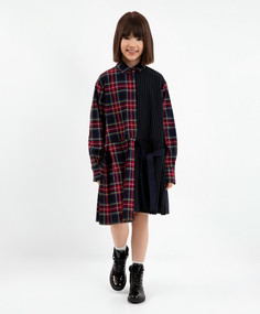 Платье в полоску и клетку синее Gulliver 223GSGC2502, 134