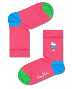 Детские носки Kids Embroidery Milkshake Sock с молочным коктейлем Happy socks розовый 2-3Y