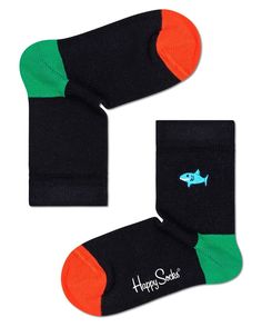 Детские носки Kids Shark Embridery Sock с акулой Happy socks черный 12-24M